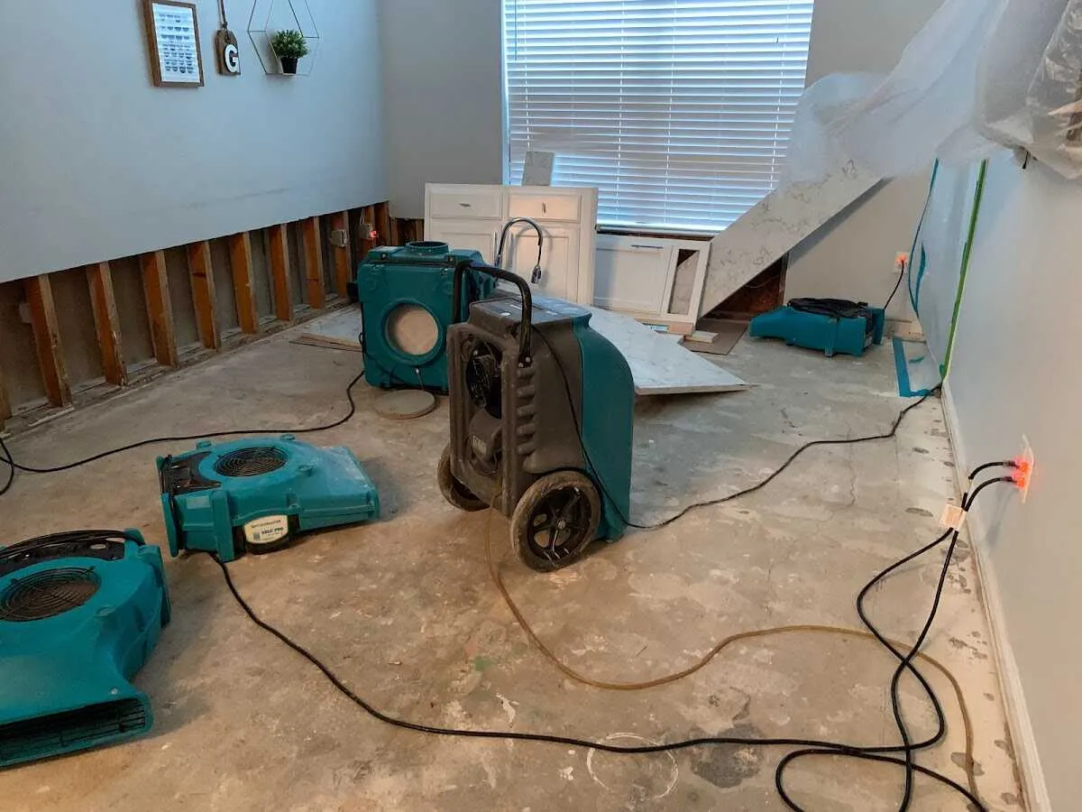 Dehumidifier in flood-cut room for Water Damage Restoration in Kittery